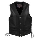 Milwaukee Leather USA MADE MLVSM5003 Men’s Black Gaucho Extra Long Back Premium Steerhide Motorcycle Leather Vest - Image 8