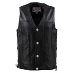 Hot Leathers VSM5005 USA Made Men’s ‘Road Whip’ Black Premium Leather Vest with Buffalo Nickel Snap Buttons - Image 6