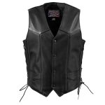 Milwaukee Leather USA MADE MLVSM5008 Men’s Black Buster Side Lace Premium Motorcycle Leather Vest - Image 7