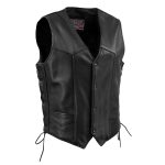 Milwaukee Leather USA MADE MLVSM5008 Men’s Black Buster Side Lace Premium Motorcycle Leather Vest