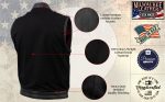 Milwaukee Leather USA MADE MLVSM5101 Men’s Black Burn Out Denim and Leather Motorcycle Vest with Plaid Red Lining - Image 4