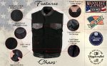 Milwaukee Leather USA MADE MLVSM5101 Men’s Black Burn Out Denim and Leather Motorcycle Vest with Plaid Red Lining - Image 2