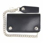 Milwaukee Leather MLW7802 Men’s Classic Black Leather Chrome Snap Button Biker Wallet with Steel Chain