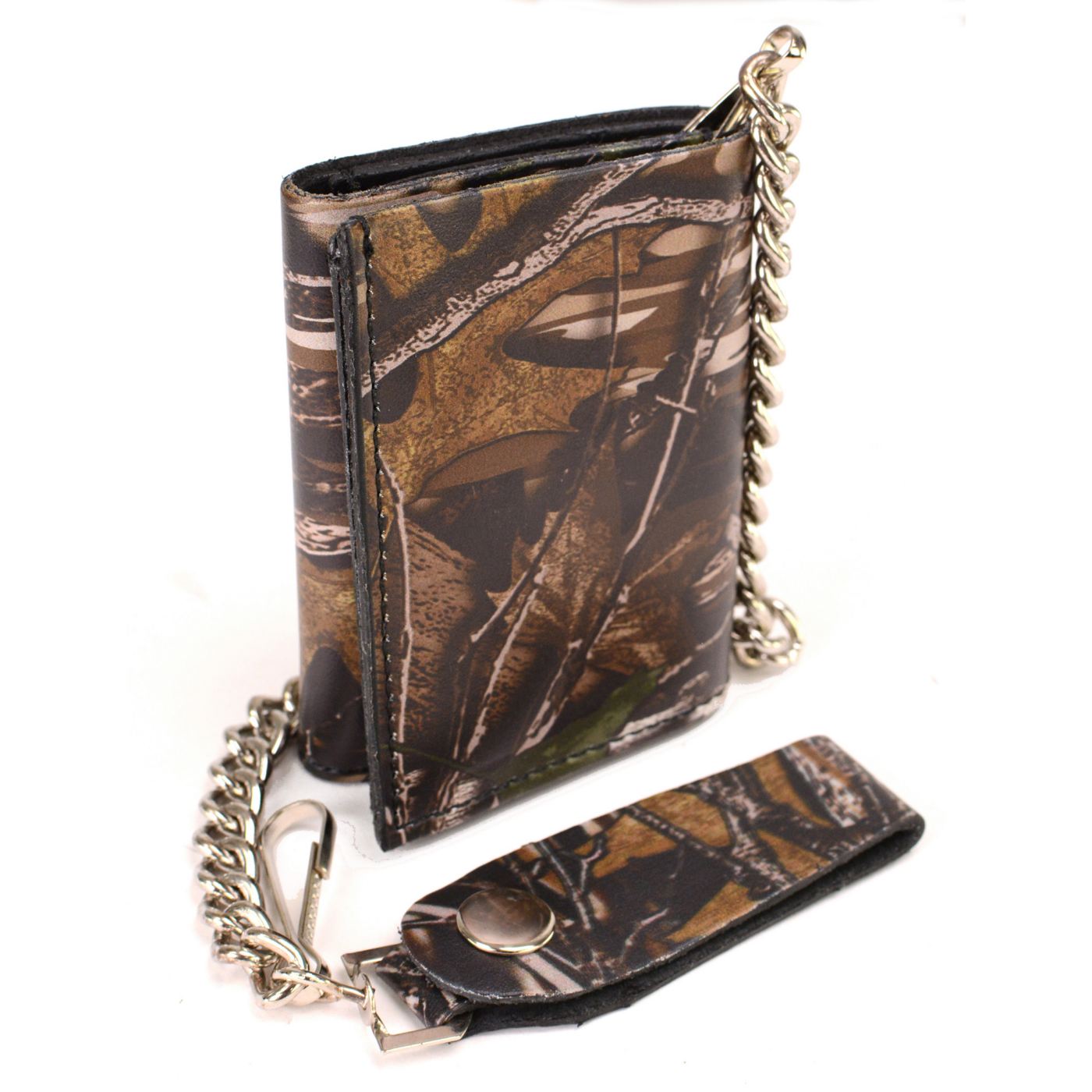 Milwaukee Leather MLW7804 Men’s 4″ Camouflage Tri-Fold Leather Biker Wallet w/ Anti-Theft Stainless Steel Chain