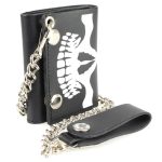 Milwaukee Leather MLW7834 Men’s 4″ Leather “Skeleton Teeth” Tri-Fold Wallet w/ Anti-Theft Stainless Steel Chain