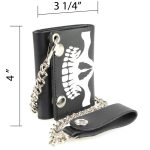 Milwaukee Leather MLW7834 Men’s 4″ Leather “Skeleton Teeth” Tri-Fold Wallet w/ Anti-Theft Stainless Steel Chain - Image 4