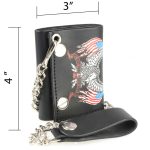Milwaukee Leather MLW7837 Men’s 4″ Leather “Eagle w/ Flag” Tri-Fold Wallet w/ Anti-Theft Stainless Steel Chain - Image 4