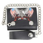 Milwaukee Leather MLW7837 Men’s 4″ Leather “Eagle w/ Flag” Tri-Fold Wallet w/ Anti-Theft Stainless Steel Chain - Image 10