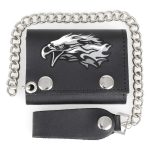 Milwaukee Leather MLW7838 Men’s 4″ Leather “Flaming Eagle” Tri-Fold Wallet w/ Anti-Theft Stainless Steel Chain - Image 10