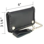 Milwaukee Leather MLW7881 Men’s 6″ Long Leather “Braided” Bi-Fold Biker Wallet w/ Anti-Theft Stainless Steel Chain - Image 4