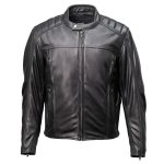 Milwaukee Motorcycle Clothing Co. Men’s Top-Spot Scooter Style Black Leather Jacket w/  Reflective Piping MMC10007 - Image 12