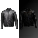 Milwaukee Motorcycle Clothing Co. Men’s Top-Spot Scooter Style Black Leather Jacket w/  Reflective Piping MMC10007 - Image 2