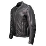 Milwaukee Motorcycle Clothing Co. Men’s Top-Spot Scooter Style Black Leather Jacket w/  Reflective Piping MMC10007 - Image 11