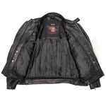 Milwaukee Motorcycle Clothing Co. Men’s Top-Spot Scooter Style Black Leather Jacket w/  Reflective Piping MMC10007 - Image 7