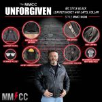 Milwaukee Motorcycle Clothing Co. Men’s Unforgiven MC Style Black Leather Jacket w/ Lapel Collar MMC10008 - Image 2