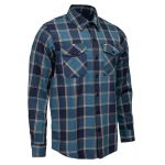 MMCC The Kraken Men’s Blue Teal Orange Plaid Flannel Shirt – 100% Cotton Long Sleeve Button-Up – MMC11600