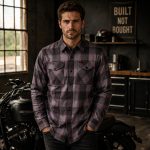 MMCC Men’s The Shadow Grey Red Plaid Flannel Shirt – 100% Cotton with Microfiber Wipe Panel – MMC11603 - Image 5