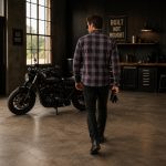 MMCC Men’s The Shadow Grey Red Plaid Flannel Shirt – 100% Cotton with Microfiber Wipe Panel – MMC11603 - Image 6