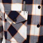 MMCC Men’s Alpha Navy White Orange Plaid Flannel Shirt – 100% Cotton with Microfiber Wipe Panel – MMC11604 - Image 8