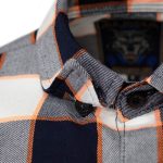 MMCC Men’s Alpha Navy White Orange Plaid Flannel Shirt – 100% Cotton with Microfiber Wipe Panel – MMC11604 - Image 9