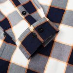 MMCC Men’s Alpha Navy White Orange Plaid Flannel Shirt – 100% Cotton with Microfiber Wipe Panel – MMC11604 - Image 11