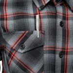 MMCC Men’s Eclipse Grey Black Red Plaid Flannel Shirt – 100% Cotton with Microfiber Wipe Panel -MMC11605 - Image 11