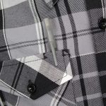MMCC Men’s Mastodon Grey Black White Plaid Flannel Shirt – 100% Cotton with Microfiber Wipe Panel – MMC11606 - Image 9