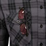MMCC Men’s Smoke Screen Grey Black Plaid Flannel Shirt – 100% Cotton with Microfiber Wipe Panel – MMC11607 - Image 10