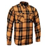 MMCC Deadbolt Men’s Mustard Black White Plaid Flannel Shirt – 100% Cotton with Microfiber Wipe Panel – MMC11620