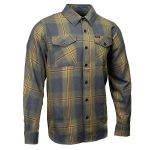 MMCC Garrison Men’s Olive Gray Black Plaid Flannel Shirt – 100% Cotton Long Sleeve Button-Up – MMC11621