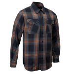 MMCC Burnline Men’s Black Gray Orange Plaid Flannel Shirt – 100% Cotton Long Sleeve Button-Up – MMC11623