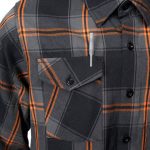 MMCC Burnline Men’s Black Gray Orange Plaid Flannel Shirt – 100% Cotton Long Sleeve Button-Up – MMC11623 - Image 10