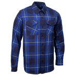 MMCC Blue Wire Men’s Navy Blue White Plaid Flannel Shirt – 100% Cotton Long Sleeve Button-Up – MMC11624
