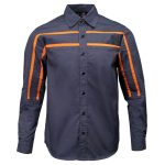 MMCC Men’s Octane Long Sleeve Mechanic Shirt – Grey with Orange Stripe – 50-50 Cotton Poly – MMCC16001 - Image 7
