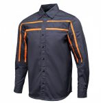 MMCC Men’s Octane Long Sleeve Mechanic Shirt – Grey with Orange Stripe – 50-50 Cotton Poly – MMCC16001 - Image 9