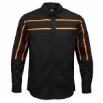 MMCC Men’s Octane Long Sleeve Mechanic Shirt – Black with Orange Stripe – 50-50 Cotton Poly – MMCC16003 - Image 11