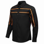 MMCC Men’s Octane Long Sleeve Mechanic Shirt – Black with Orange Stripe – 50-50 Cotton Poly – MMCC16003 - Image 9