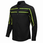 MMCC Men’s Octane Long Sleeve Mechanic Shirt – Black with Neon Green Stripe – 50-50 Cotton Poly – MMCC16004 - Image 11