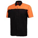MMCC Men’s Reveline Black Orange Grey Classic Mechanic Shirt – 100% Cotton W/ Microfiber Panel – MMC16029 - Image 13