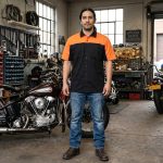 MMCC Men’s Reveline Black Orange Grey Classic Mechanic Shirt – 100% Cotton W/ Microfiber Panel – MMC16029 - Image 5