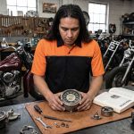 MMCC Men’s Reveline Black Orange Grey Classic Mechanic Shirt – 100% Cotton W/ Microfiber Panel – MMC16029 - Image 8