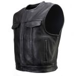 Milwaukee Motorcycle Clothing Co. Men’s Low-Key Premium Black Leather Club Style Biker Vest MMC30000 - Image 11