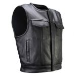 Milwaukee Motorcycle Clothing Co. Men’s Low-Key Premium Black Leather Club Style Biker Vest MMC30000 - Image 14