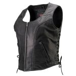 Milwaukee Motorcycle Clothing Co. Women’s Rave Black Premium Leather Deep Neck Side Lace Vest MMC40000 - Image 12