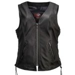 Milwaukee Motorcycle Clothing Co. Women’s Jenni Black Premium Leather V-Neck Side Lace Vest MMC40001 - Image 13