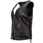 Milwaukee Motorcycle Clothing Co. Women’s Jenni Black Premium Leather V-Neck Side Lace Vest MMC40001 - Image 15