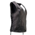 Milwaukee Motorcycle Clothing Co. Women’s Jenni Black Premium Leather V-Neck Side Lace Vest MMC40001 - Image 14