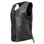 Milwaukee Motorcycle Clothing Co. Women’s Born-Free Tall Sizes Black Leather Vest w/ V-Neck, Side Lace, Snap MMC40002 - Image 14