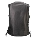 Milwaukee Motorcycle Clothing Co. Women’s Born-Free Tall Sizes Black Leather Vest w/ V-Neck, Side Lace, Snap MMC40002 - Image 11
