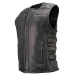 Milwaukee Motorcycle Clothing Co. Women’s Gixxer Black Premium Leather Vest w/ Round Neck Side Buckle MMC40003 - Image 15